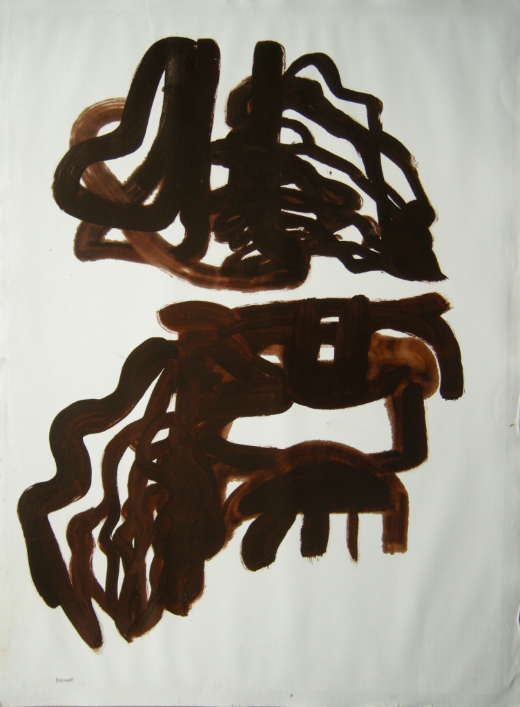 Drawing, oil on primed watercolour paper, H 88cm x W 64cm.