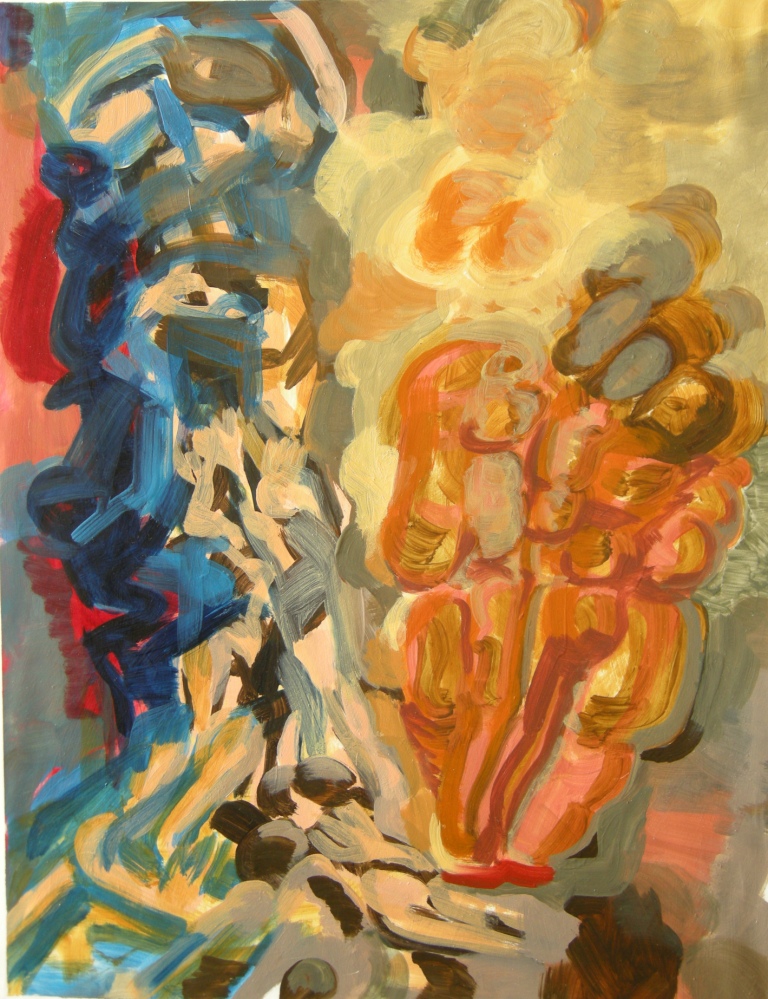 "Ephemeral" draft 10, Oil on primed watercolour paper, H 69cm x W 53cm