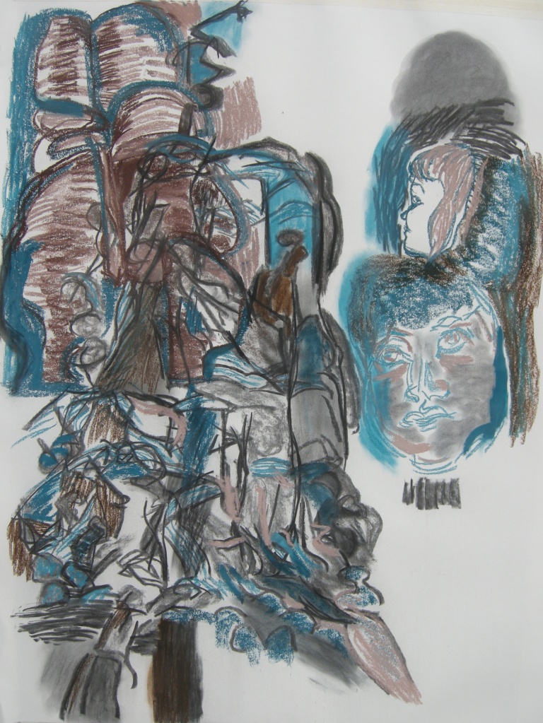 Variation 1 charcoal & pastel drawing H 114cm x W84cm
