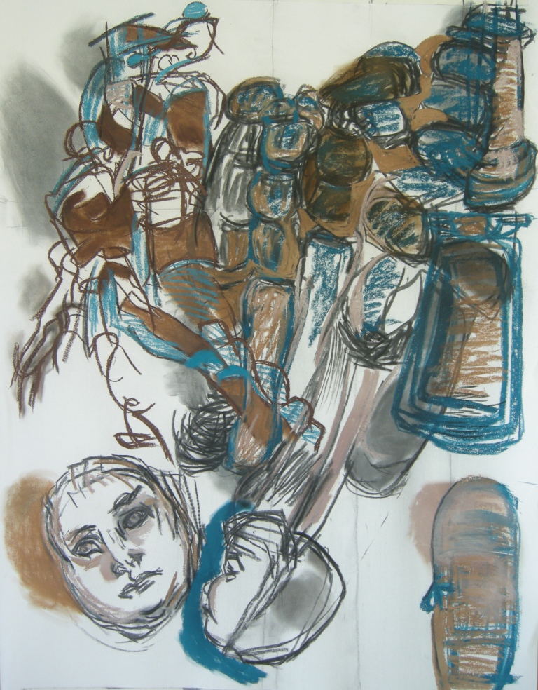 Variation 4 charcoal & pastel drawing H 114cm x W84cm