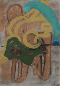 Sea Lick drawing 4; Charcoal & oil on primed watercolour paper; H 28cm x W 20cm