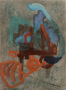 Sea Lick drawing 9; Charcoal & oil on primed watercolour paper; H 28cm x W 20cm