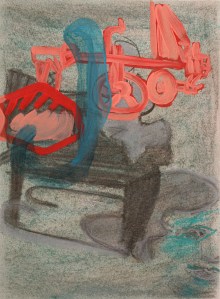 Sea Lick drawing 10; Charcoal & oil on primed watercolour paper; H 28cm x W 20cm