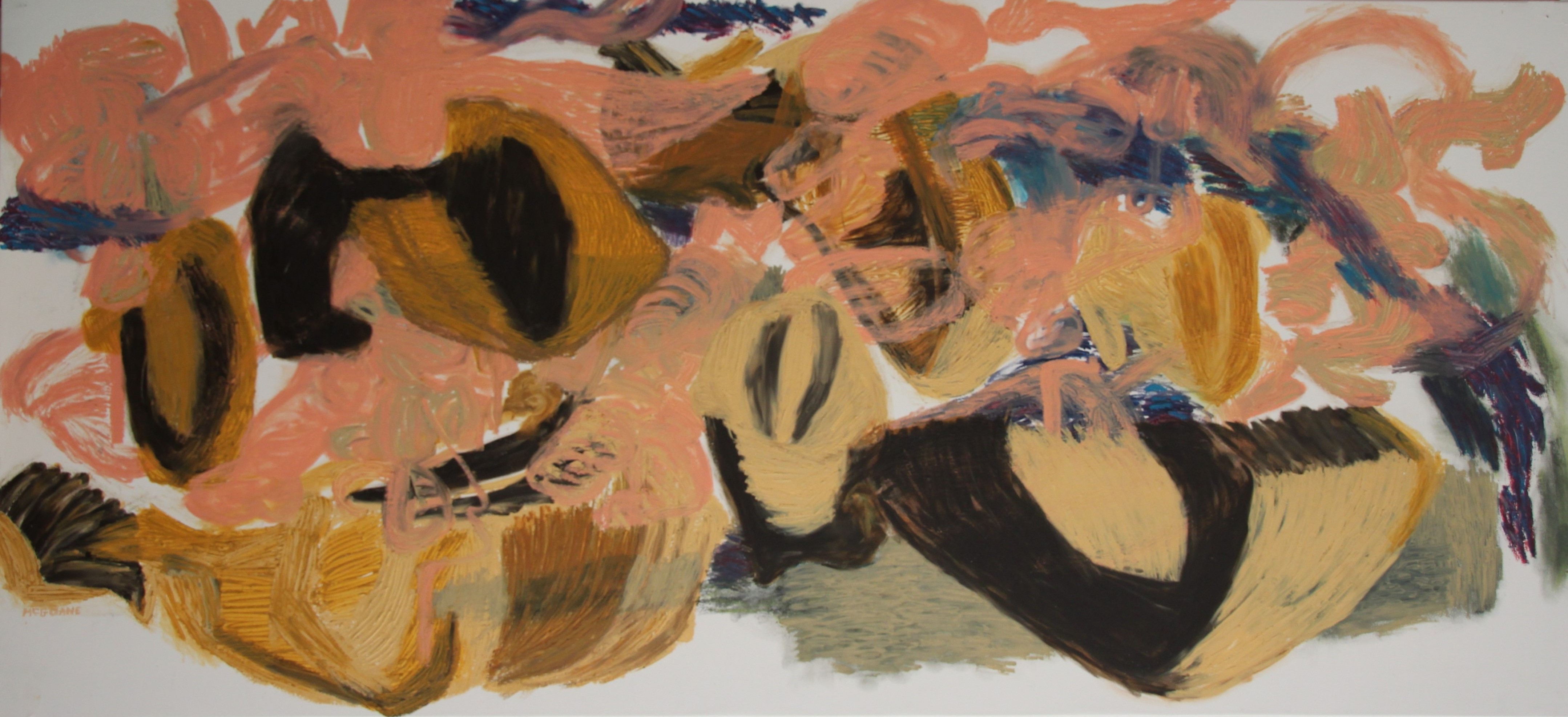 Drawing, oil bar on canvas 160cm x 73cm
