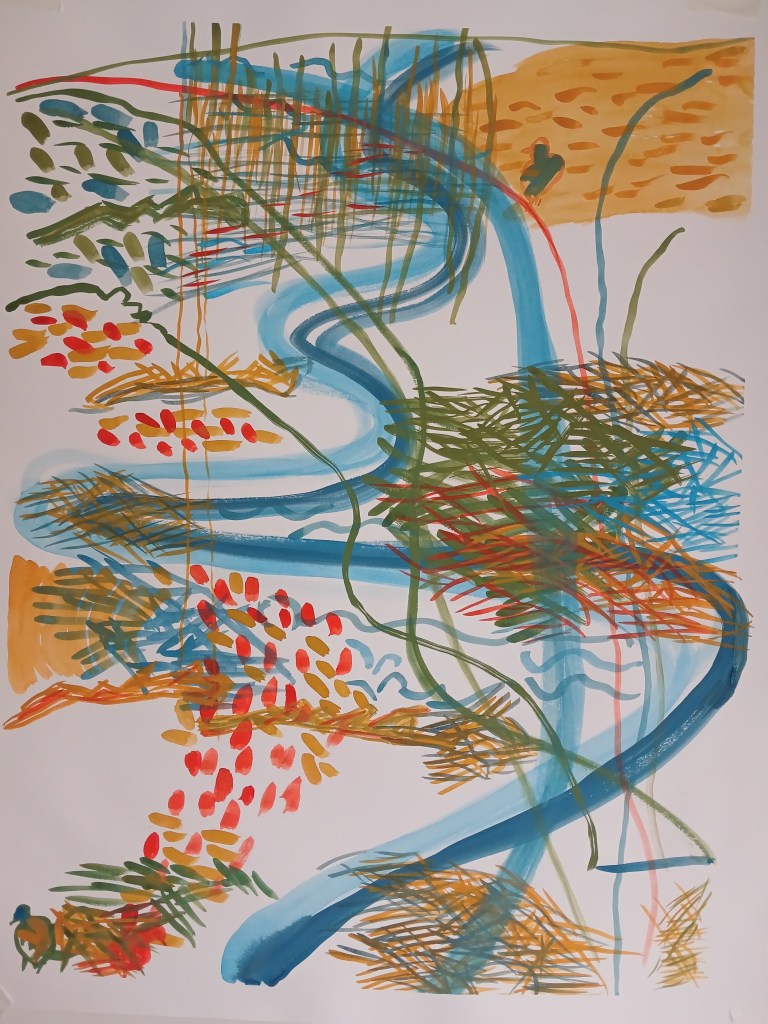 "Notes beside the Riera 2", gouache on watercolour paper, 71 cms x 56 cms (2026)