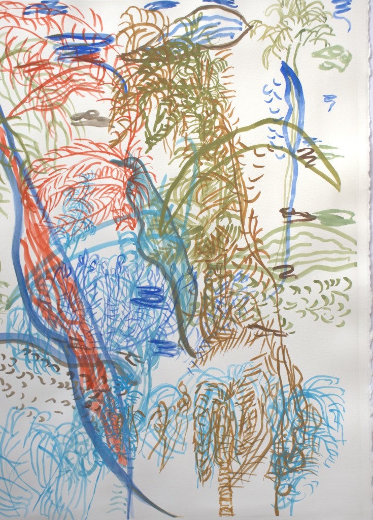"Notes beside the Riera 6", gouache on watercolour paper, 77 cms x 56 cms (2026)